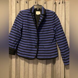 Women’s Loft Short Blazer Purple and Black Striped Size Medium
